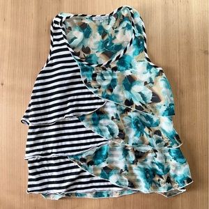 Floral/stripe layered tank